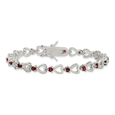 Sterling Silver Garnet Heart Bracelet – view 3