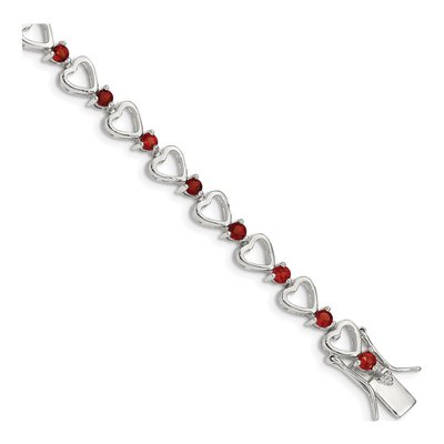 Sterling Silver Garnet Heart Bracelet