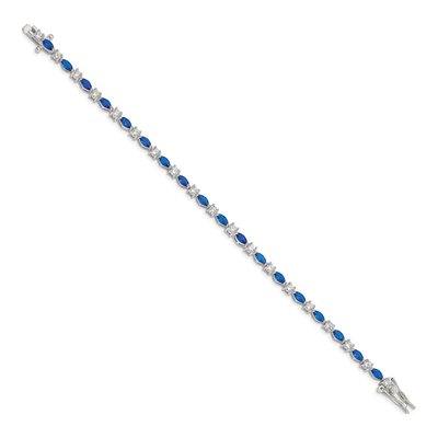 Sterling Silver Blue & White CZ Bracelet, 7.75" – view 2
