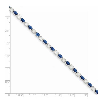 Sterling Silver Blue & White CZ Bracelet, 7.75" – view 4