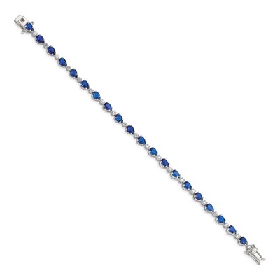 Sterling Silver Blue & Clear CZ Bracelet, 7 In – view 2