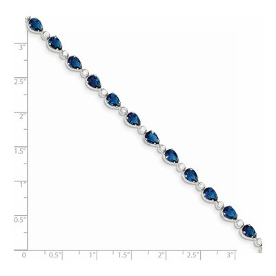 Sterling Silver Blue & Clear CZ Bracelet, 7 In – view 4
