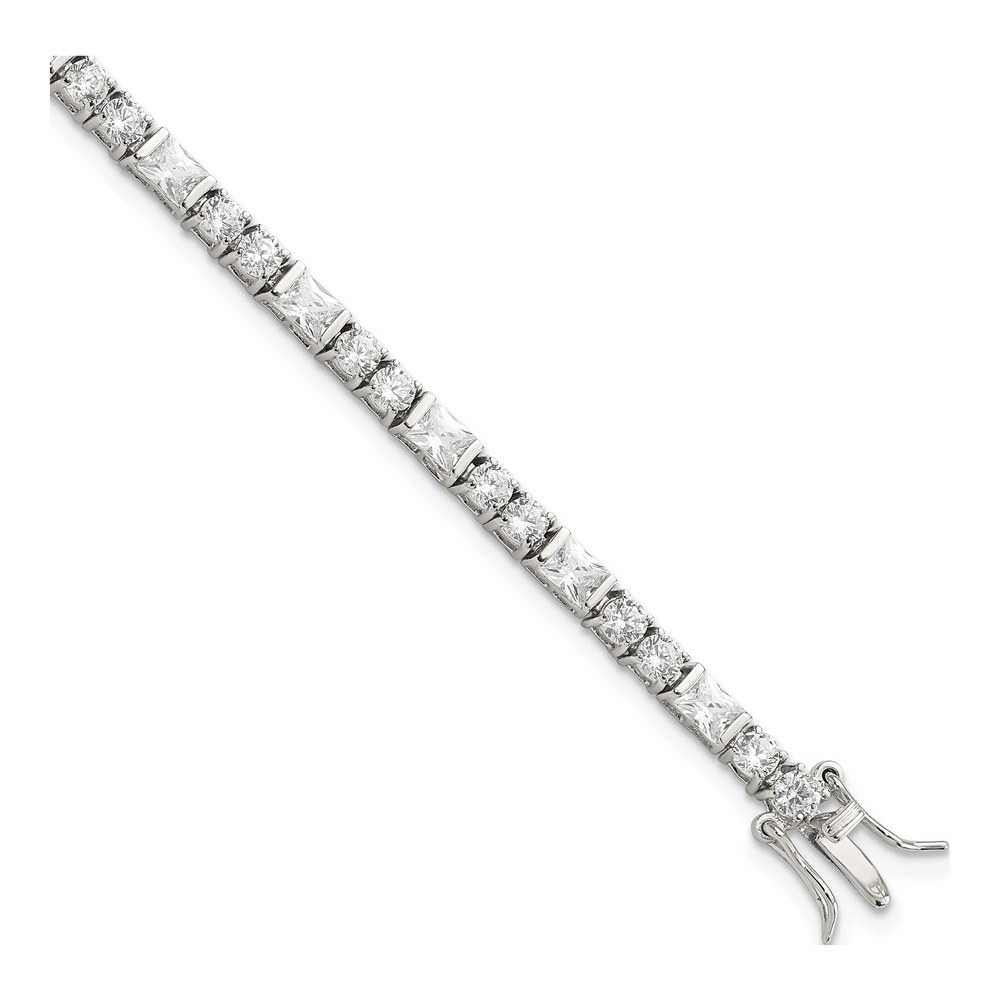 Sterling Silver CZ Tennis Bracelet, 7" Rhodium
