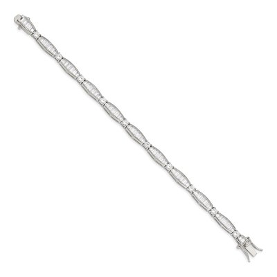 Sterling Silver CZ Baguette Round Bracelet – view 3