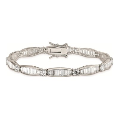 Sterling Silver CZ Baguette Round Bracelet – view 5