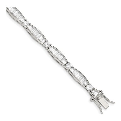 Sterling Silver CZ Baguette Round Bracelet