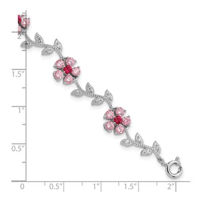 Sterling Silver CZ Clear Flower Bracelet – view 3