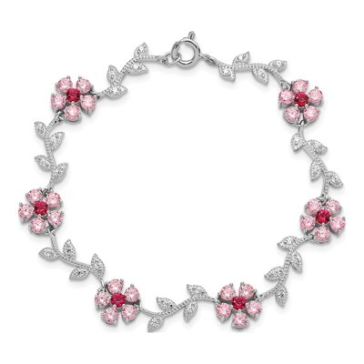 Sterling Silver CZ Clear Flower Bracelet – view 4