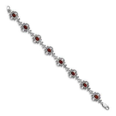Sterling Silver Garnet Antiqued Bracelet – view 3
