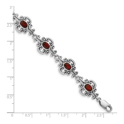 Sterling Silver Garnet Antiqued Bracelet – view 4