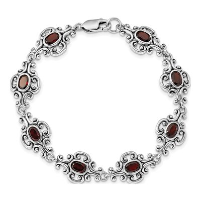 Sterling Silver Garnet Antiqued Bracelet – view 5