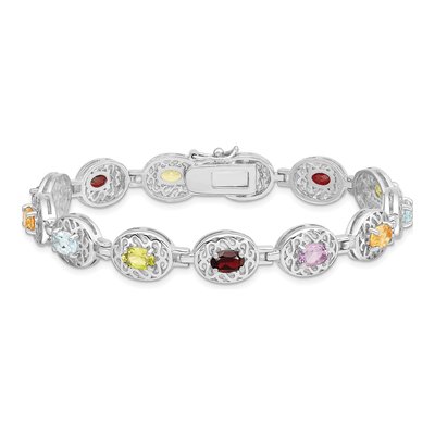 Sterling Silver Multi-Gemstone Bracelet – view 3