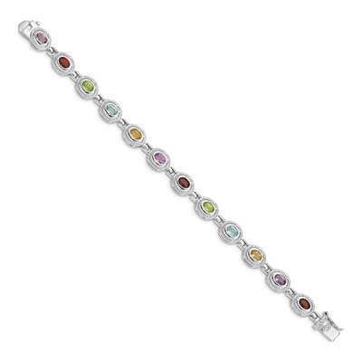 Sterling Silver Amethyst & Garnet Rainbow Multi-Gemstone Bracelet – view 2