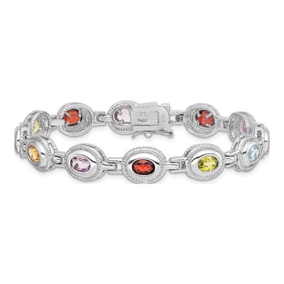 Sterling Silver Amethyst & Garnet Rainbow Multi-Gemstone Bracelet – view 3