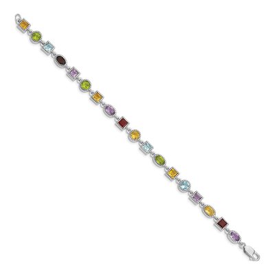 Sterling Silver Amethyst & Garnet Rainbow Multi-Gemstone Bracelet – view 3