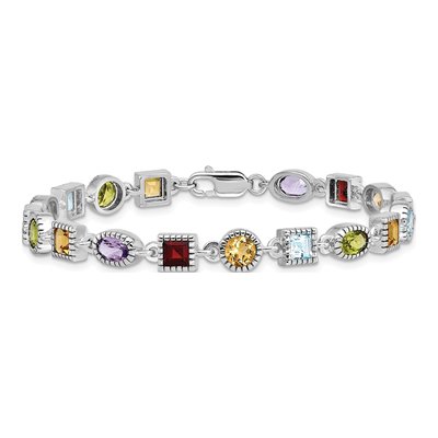 Sterling Silver Amethyst & Garnet Rainbow Multi-Gemstone Bracelet – view 4