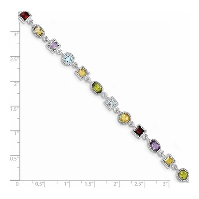 Sterling Silver Amethyst & Garnet Rainbow Multi-Gemstone Bracelet – view 5