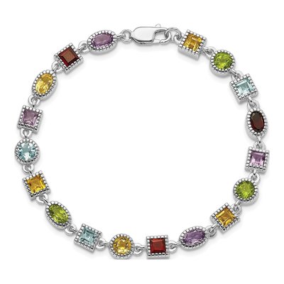 Sterling Silver Amethyst & Garnet Rainbow Multi-Gemstone Bracelet – view 6