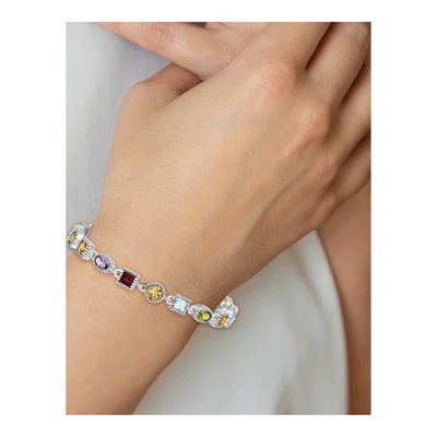 Sterling Silver Amethyst & Garnet Rainbow Multi-Gemstone Bracelet – view 7