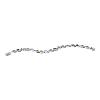 Sterling Silver Amethyst & Garnet Rainbow Multi-Gemstone Bracelet – view 8