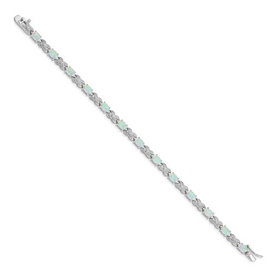 Sterling Silver Lab-Created Opal XO Bracelet – view 3