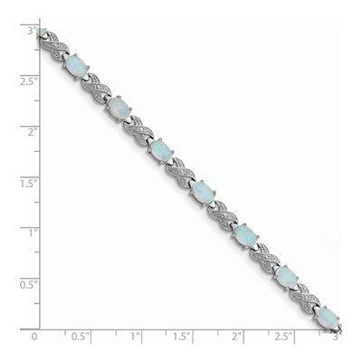 Sterling Silver Lab-Created Opal XO Bracelet – view 4