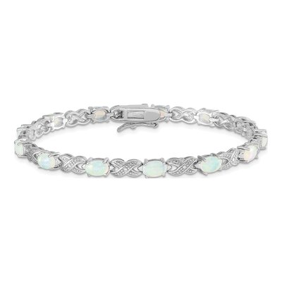 Sterling Silver Lab-Created Opal XO Bracelet – view 5