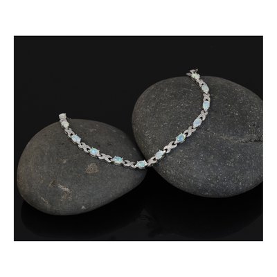 Sterling Silver Lab-Created Opal XO Bracelet – view 7