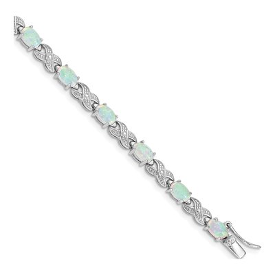Sterling Silver Lab-Created Opal XO Bracelet