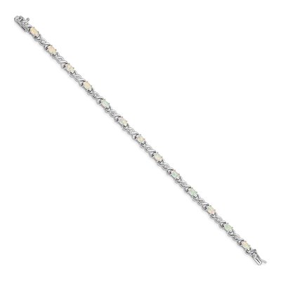 Sterling Silver Lab-Created Opal & CZ Bracelet – view 2