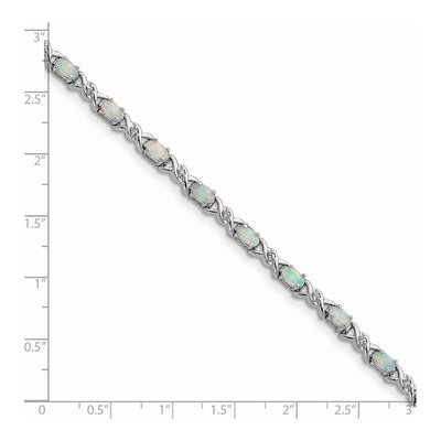 Sterling Silver Lab-Created Opal & CZ Bracelet – view 3