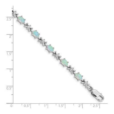 Sterling Silver Lab-Created Opal & CZ Xo Bracelet – view 3