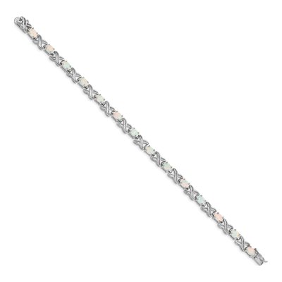 Sterling Silver Lab-Created Opal XO Bracelet – view 2