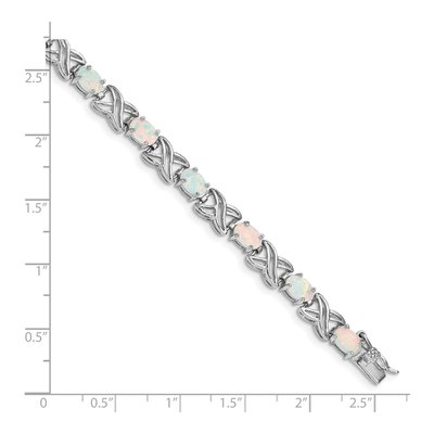 Sterling Silver Lab-Created Opal XO Bracelet – view 3