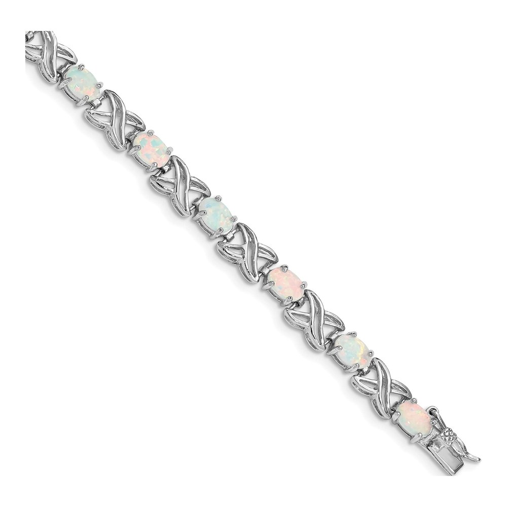 Sterling Silver Lab-Created Opal XO Bracelet