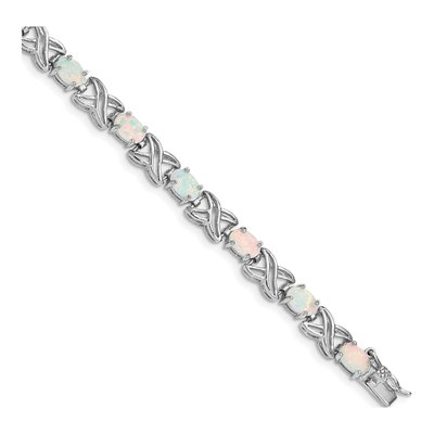 Sterling Silver Lab-Created Opal XO Bracelet