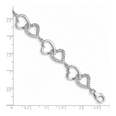 Sterling Silver CZ Heart Bracelet – view 4