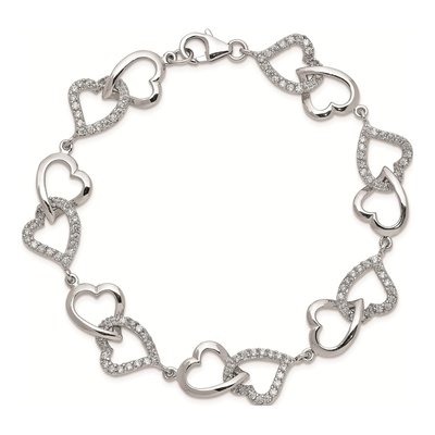 Sterling Silver CZ Heart Bracelet – view 5
