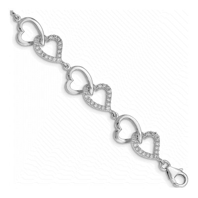 Sterling Silver CZ Heart Bracelet
