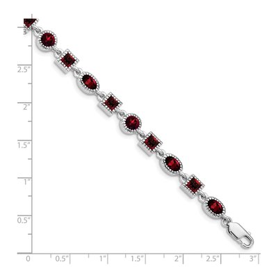 Sterling Silver Garnet Bracelet – view 3