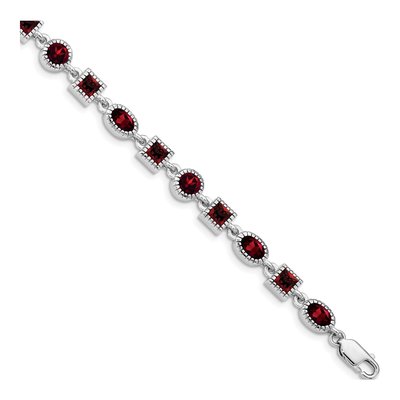 Sterling Silver Garnet Bracelet