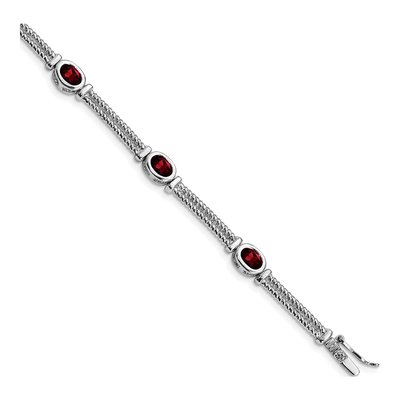 Sterling Silver Garnet Bracelet
