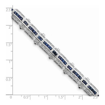 Sterling Silver Sapphire & CZ Bracelet – view 3