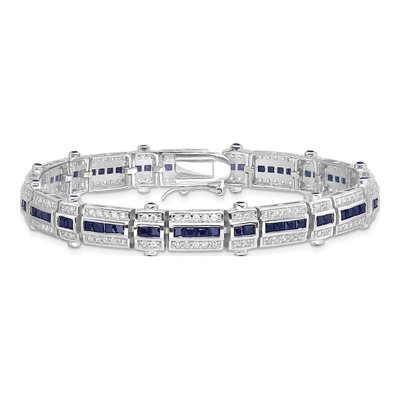 Sterling Silver Sapphire & CZ Bracelet – view 4