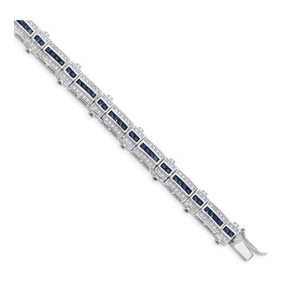 Sterling Silver Sapphire & CZ Bracelet