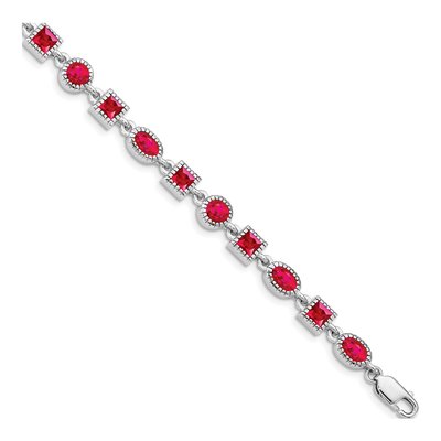 Sterling Silver Ruby Bracelet