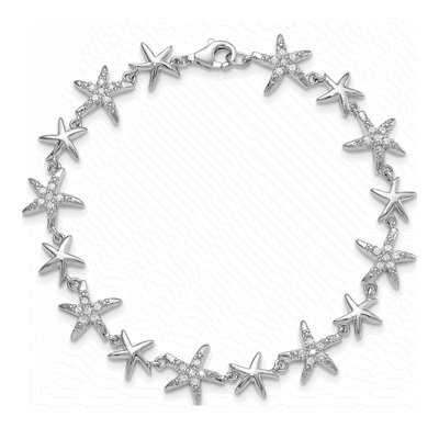 Sterling Silver CZ Starfish Bracelet – view 4
