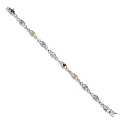 Sterling Silver Garnet & Citrine Multicolor Link Bracelet – view 2