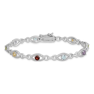 Sterling Silver Garnet & Citrine Multicolor Link Bracelet – view 3