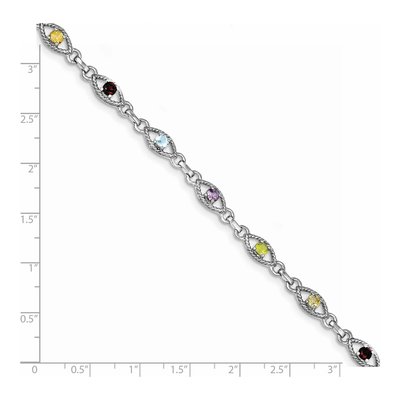 Sterling Silver Garnet & Citrine Multicolor Link Bracelet – view 4